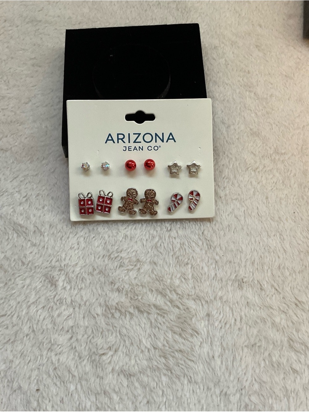 Arizona Jean Company Silver Stud Earring Set with Pink Accent Card